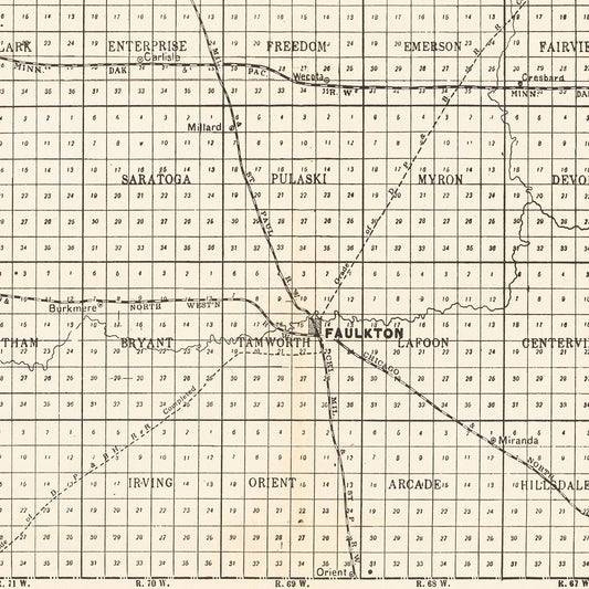 Vintage Map of Faulk County, South Dakota, 1901