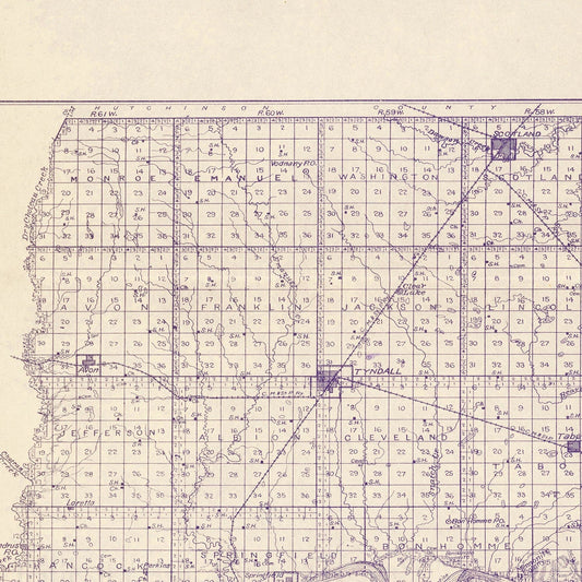 Vintage Map of Bon Homme County, South Dakota, 1906