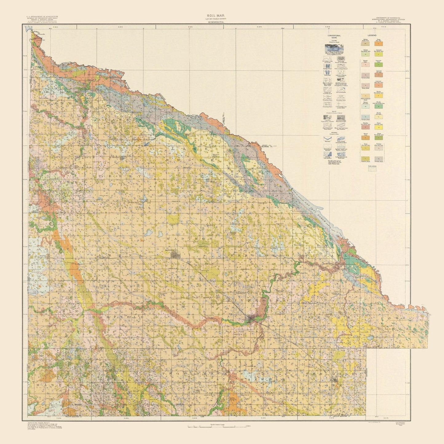 Vintage Map of Lac Qui Parle County, Minnesota, 1924