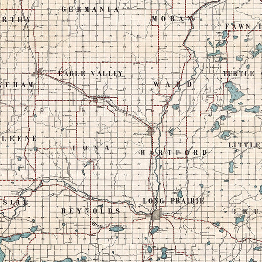 Vintage Map of Todd County, Minnesota, 1913