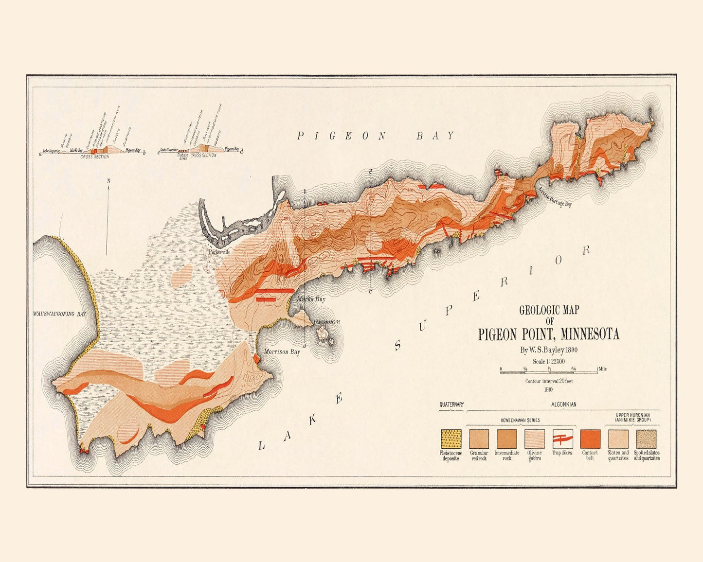 Vintage Map of Pigeon Point, Minnesota, 1910