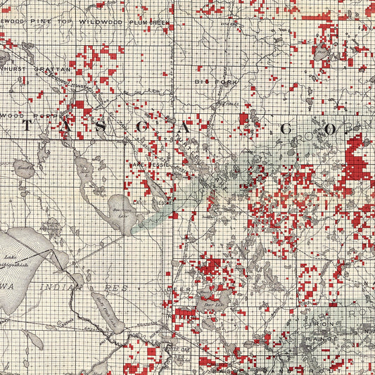 Vintage Map of Itasca County, Minnesota, 1908