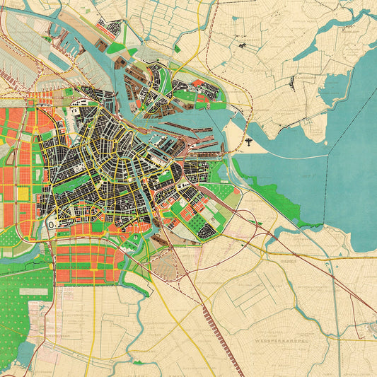 Vintage Map of Amsterdam, Netherlands, 1927