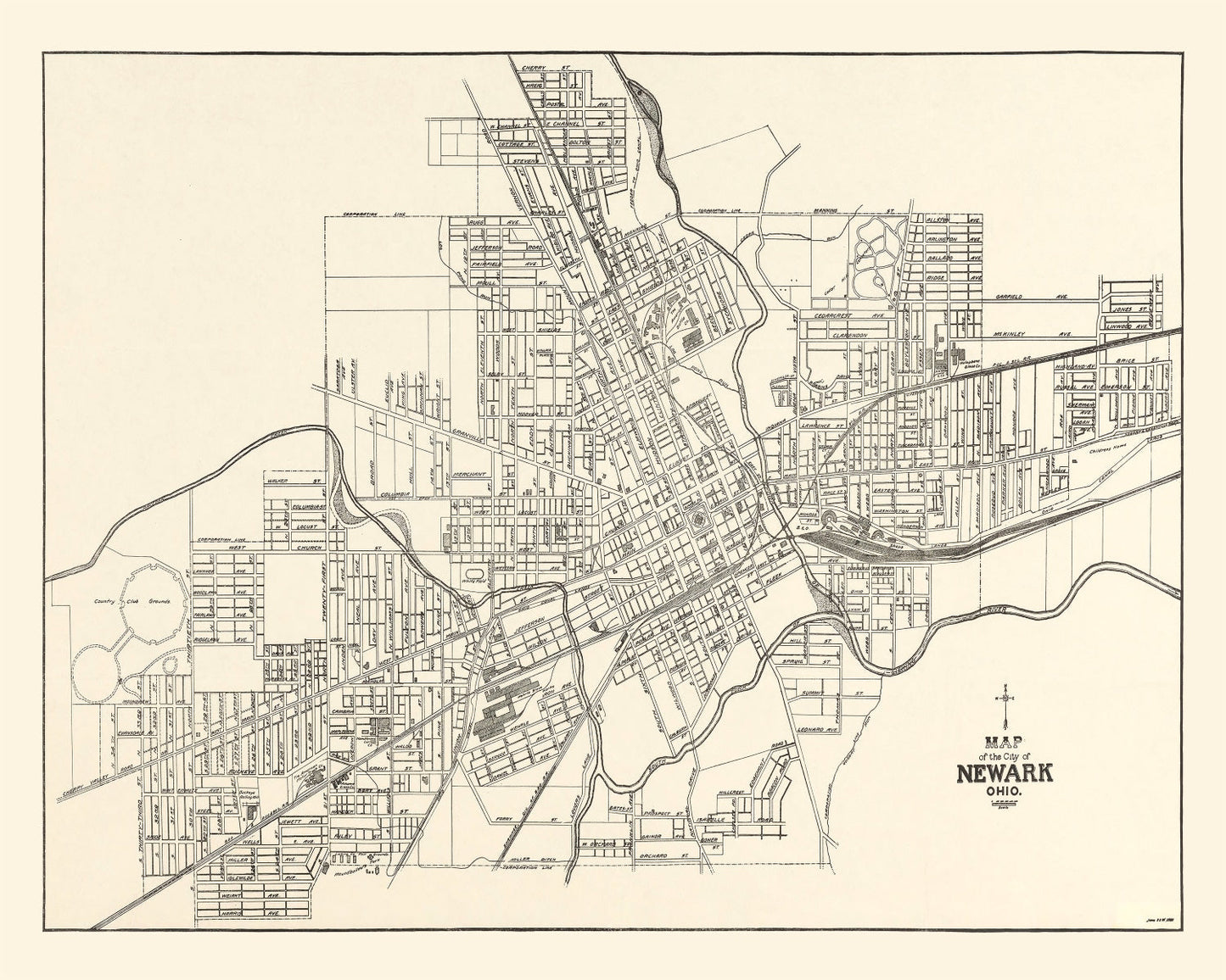 Vintage Map of Newark, Ohio, 1921