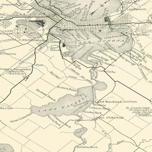 Vintage Map of Madison, Wisconsin, 1929