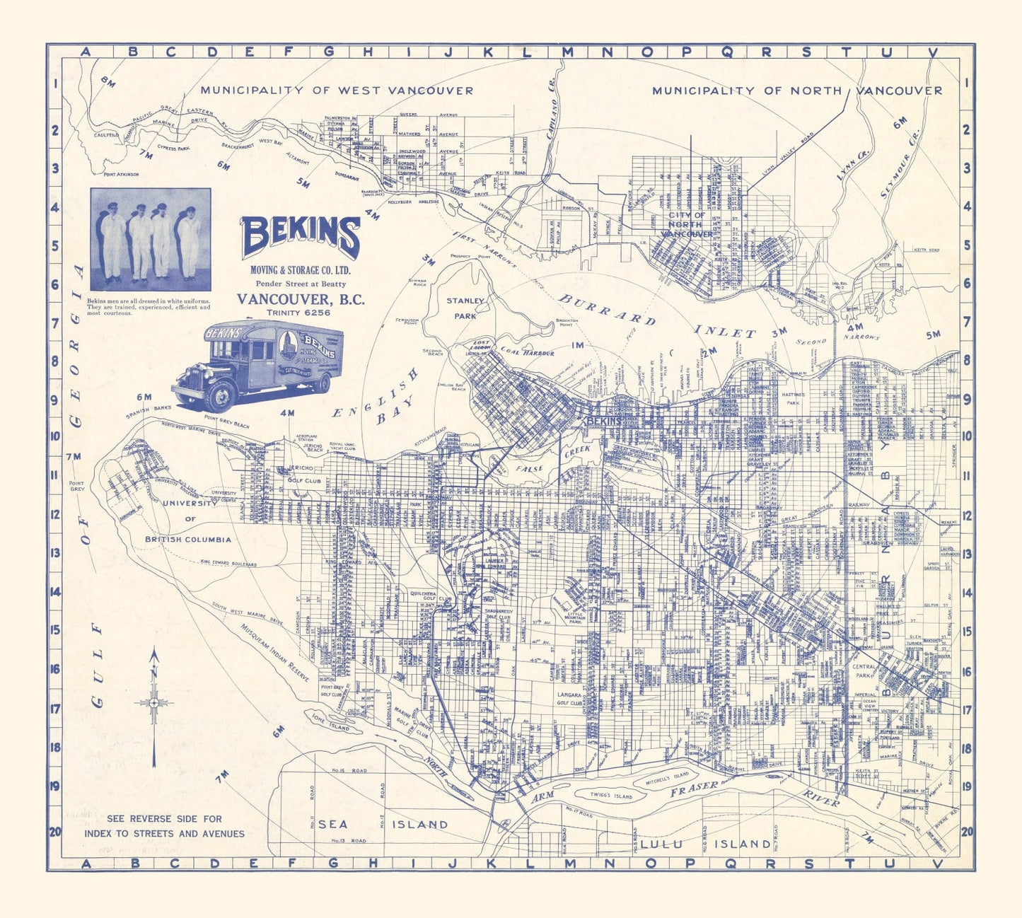 Vintage Map of Vancouver, Canada, 1920