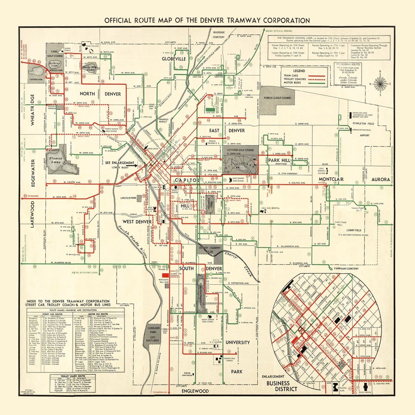 Vintage Railroad Map of Denver, Colorado 1933