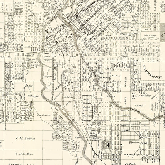Vintage Map of Denver, Colorado, 1882 (Detail)