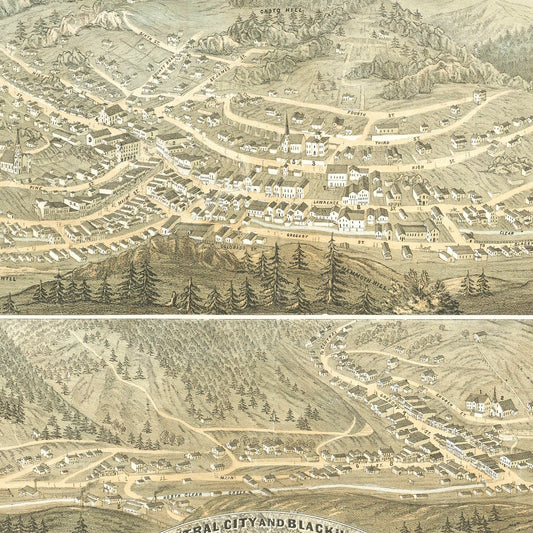 Vintage Map of Central City and Black Hawk, Colorado, 1873