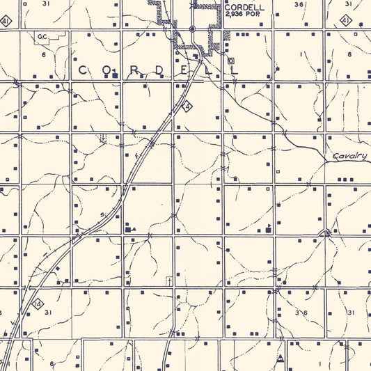 Vintage Map of Washita County, Oklahoma 1936 - Edition II