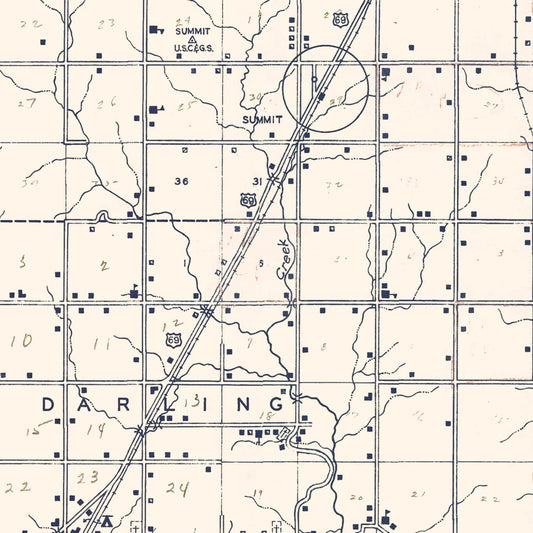 Vintage Map of Oklahoma County, Oklahoma, 1936
