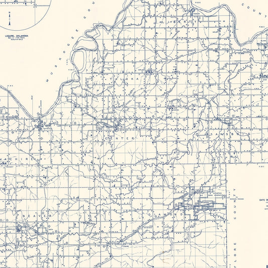 Vintage Map of Haskell County, Oklahoma, 1936