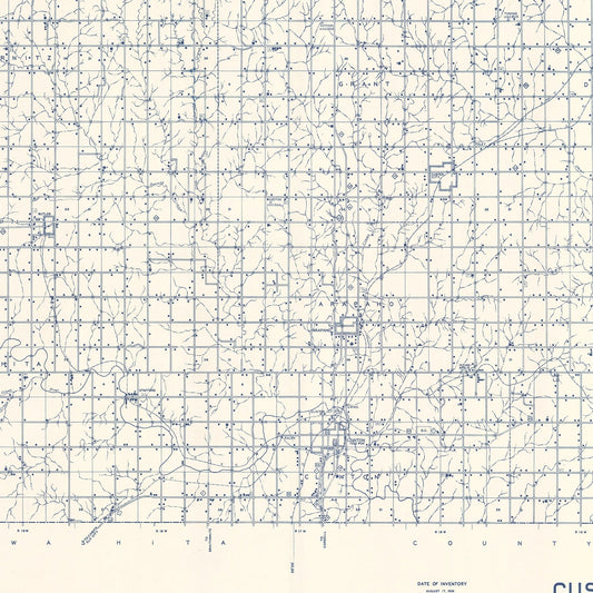 Vintage Map of Custer County, Oklahoma, 1936