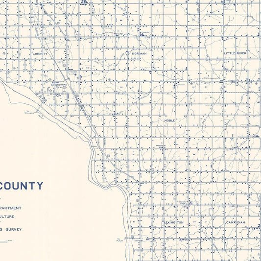 Vintage Map of Cleveland County, Oklahoma, 1936