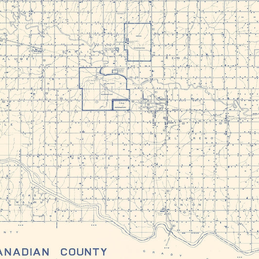 Vintage Map of Canadian County, Oklahoma, 1936