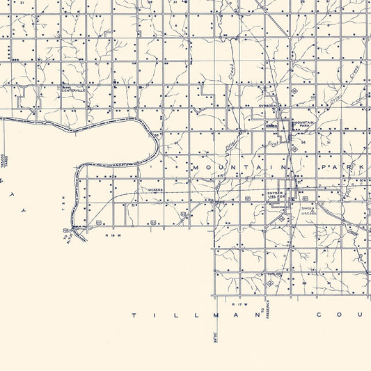 Vintage Map of Kiowa County, Oklahoma, 1936