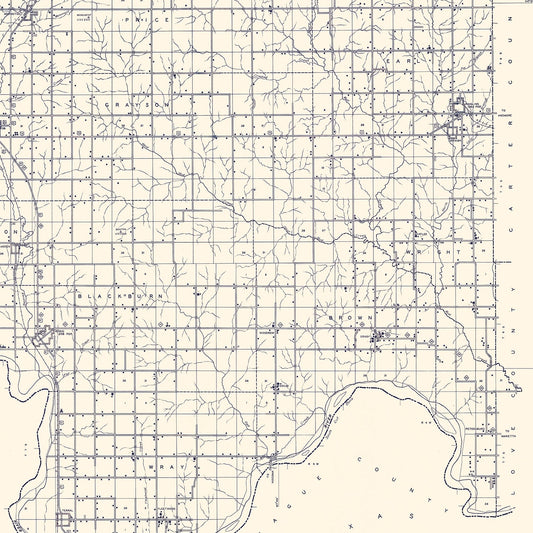 Vintage Map of Jefferson County, Oklahoma, 1936