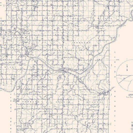 Vintage Map of Hughes County, Oklahoma, 1936