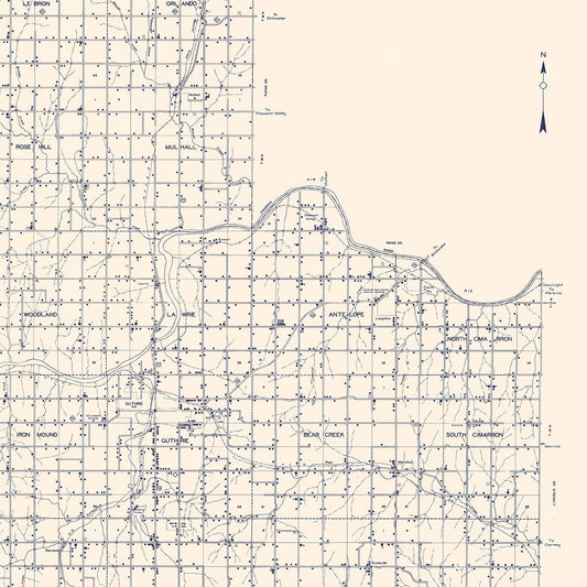 Vintage Map of Logan County, Oklahoma, 1936