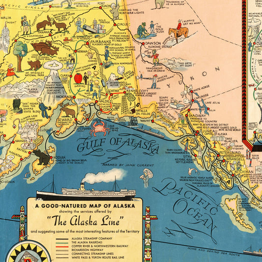 Vintage Map of Alaska, 1934