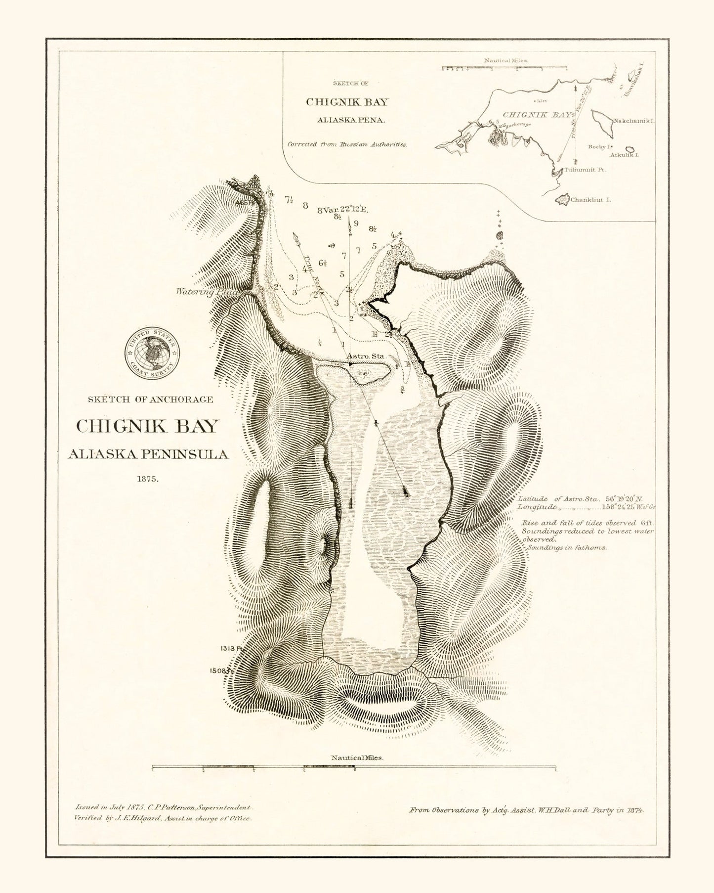 Vintage Map of Anchorage, Alaska, 1875