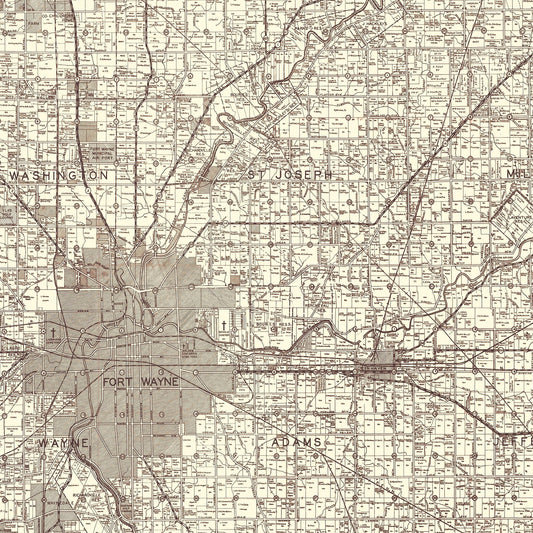 Vintage Map of Allen County, Indiana, 1935