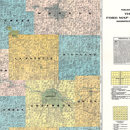 Vintage Map of Madison County, Indiana, 1921