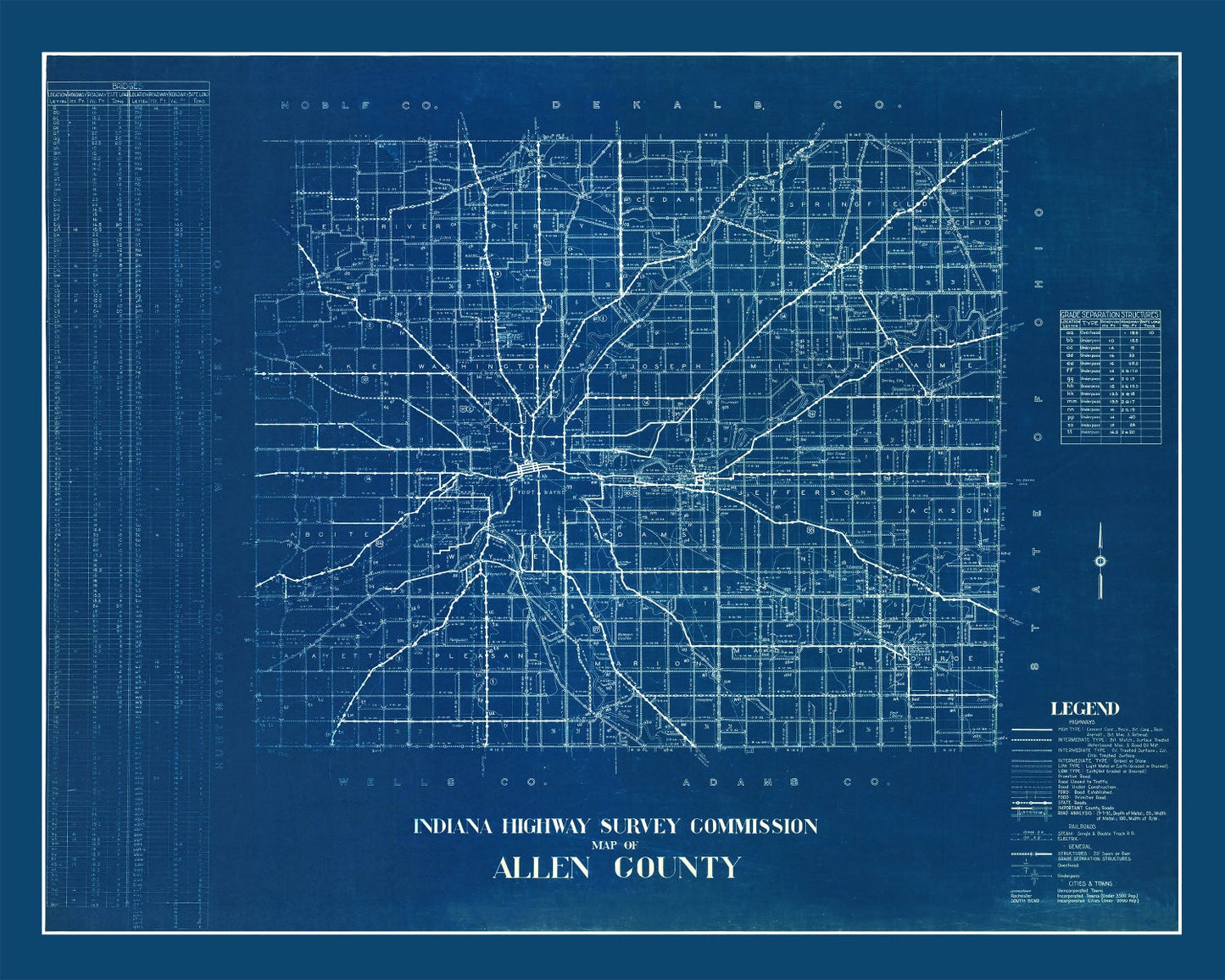 Vintage Map of Allen County, Indiana, 1936