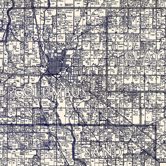 Vintage Map of Bartholomew County, Indiana, 1925