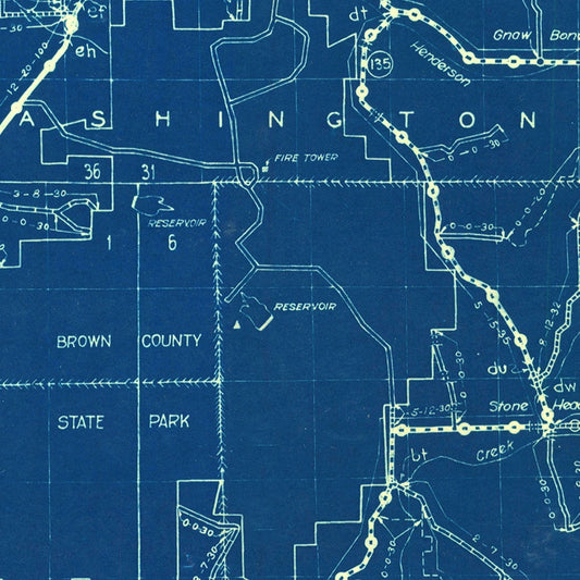 Vintage Map of Brown County, Indiana 1936 Wall Art