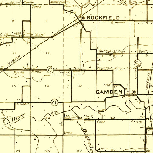 Vintage Map of Carroll County, Indiana, 1910