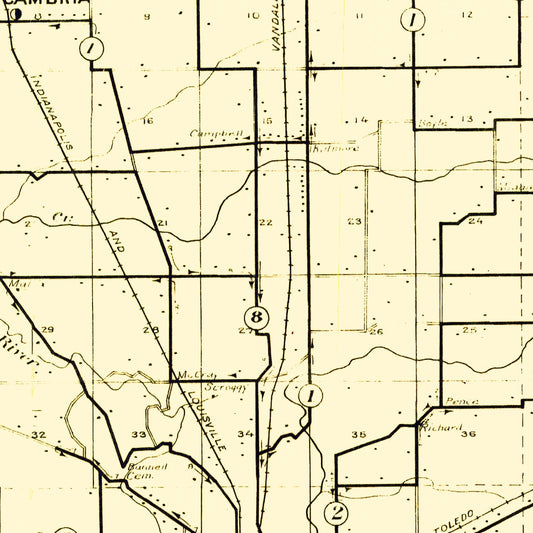Vintage Map of Clinton County, Indiana, 1911