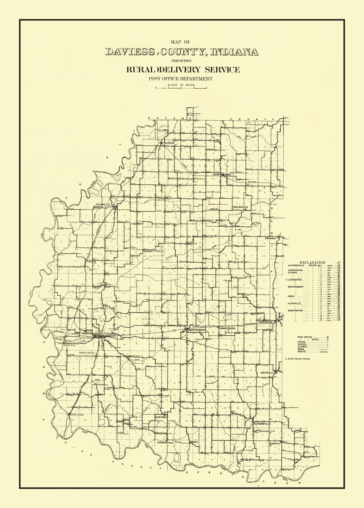 Vintage Map of Daviess County, Indiana, 1910