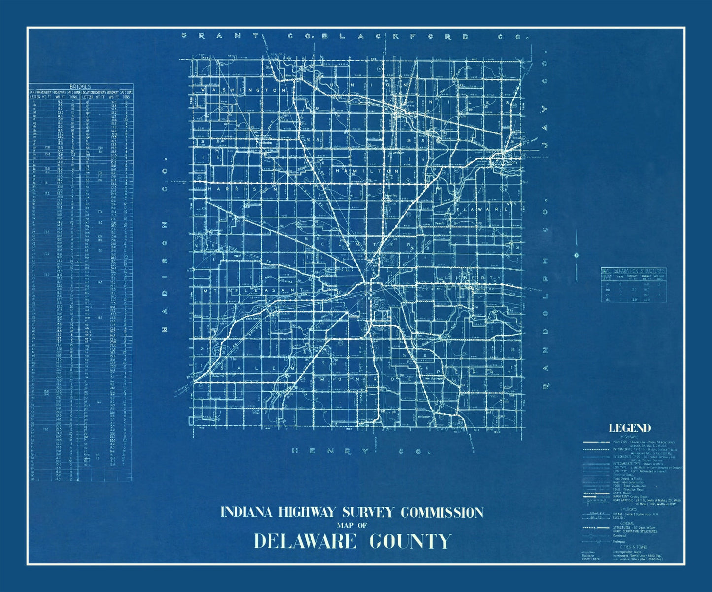 Vintage Map of Delaware County, Indiana, 1936