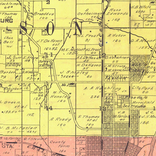 Vintage Map of Fayette County, Indiana, 1917