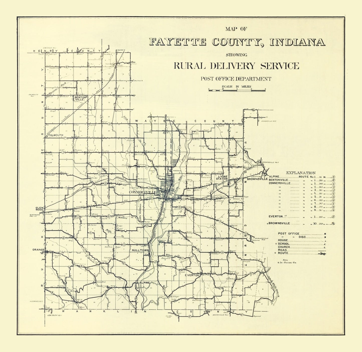 Vintage Map of Fayette County, Indiana, 1912