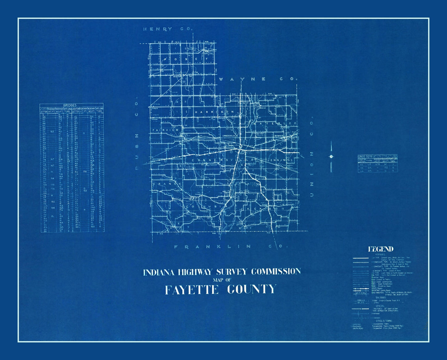 Vintage Map of Fayette County, Indiana, 1936