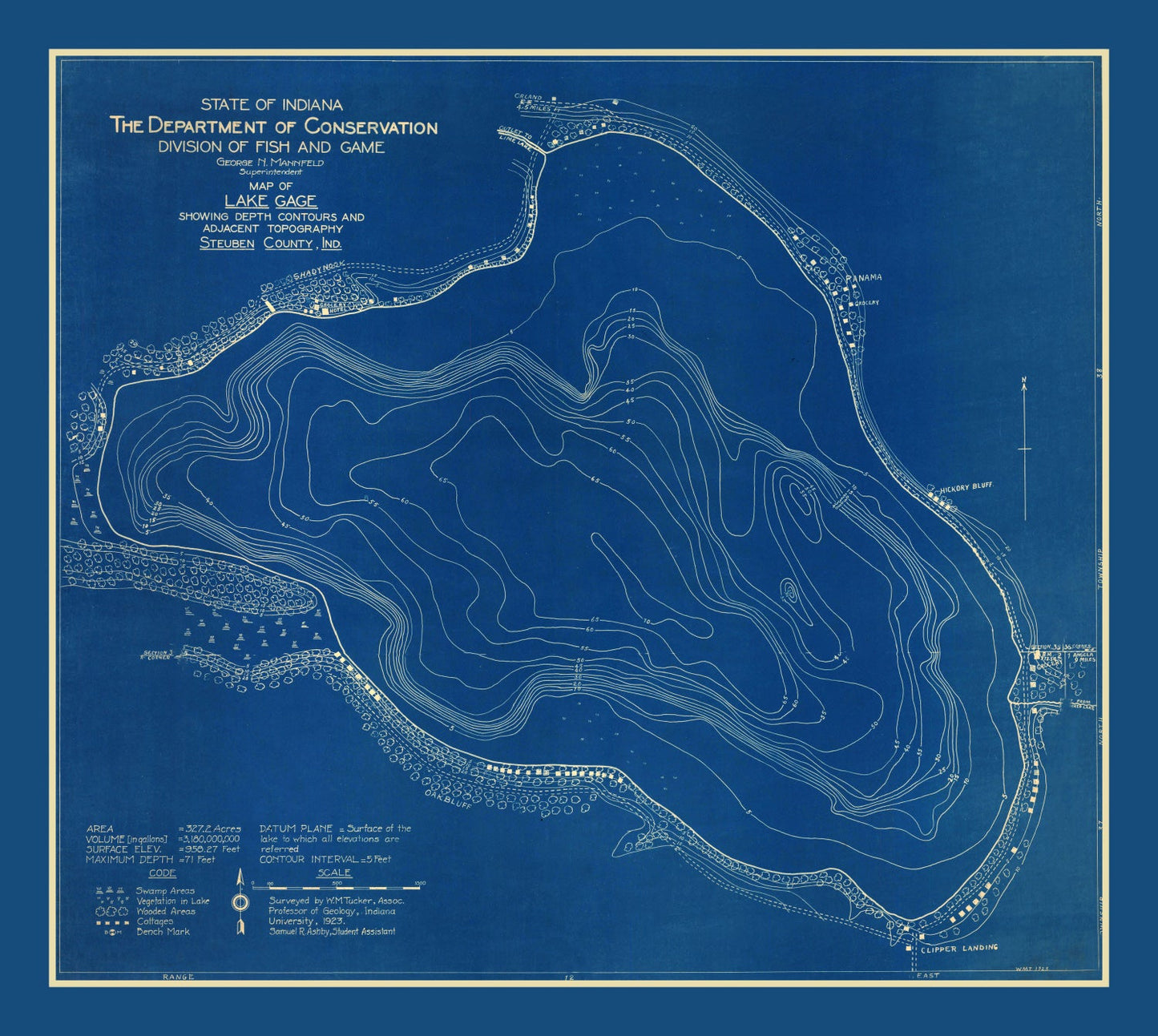 Vintage Gage Lake, Indiana Map, 1923