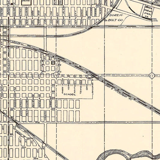 Vintage Map of Gary, Indiana, 1928