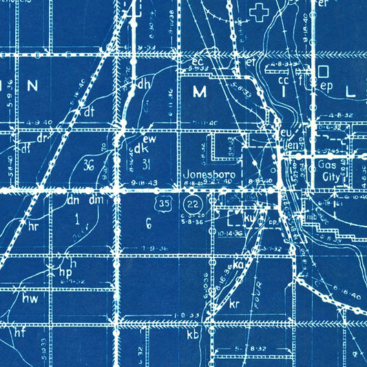Vintage Map of Grant County, Indiana, 1936