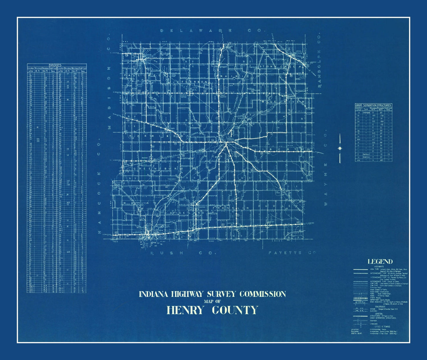 Vintage Map of Henry County, Indiana, 1936