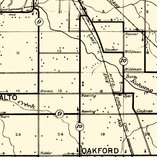 Vintage Map of Howard County, Indiana, 1909