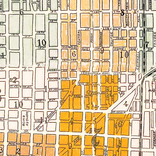 Vintage Map of Indianapolis, Indiana, 1896