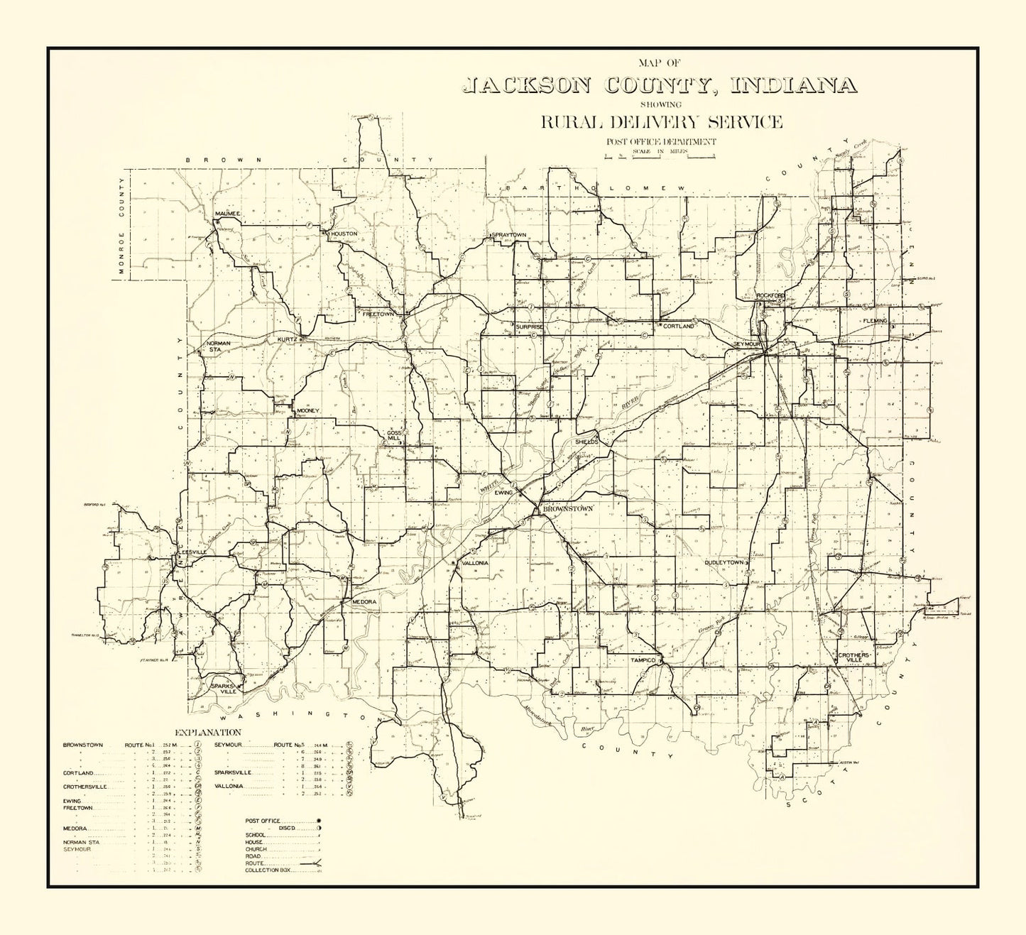 Vintage Map of Jackson County, Indiana, 1910