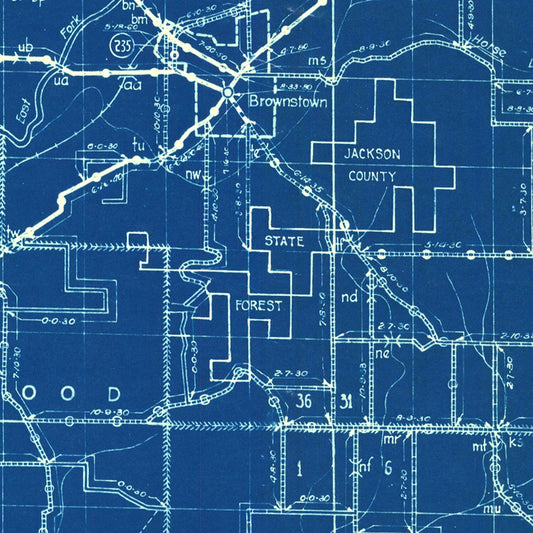 Vintage Map of Jackson County, Indiana, 1936