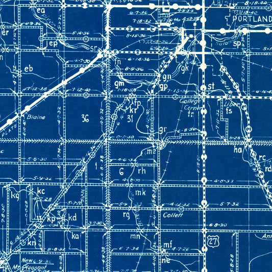 Vintage Map of Jay County, Indiana, 1936