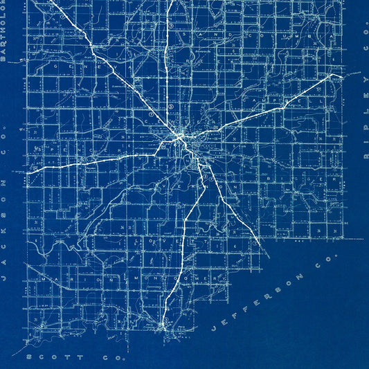Vintage Map of Jennings County, Indiana, 1936