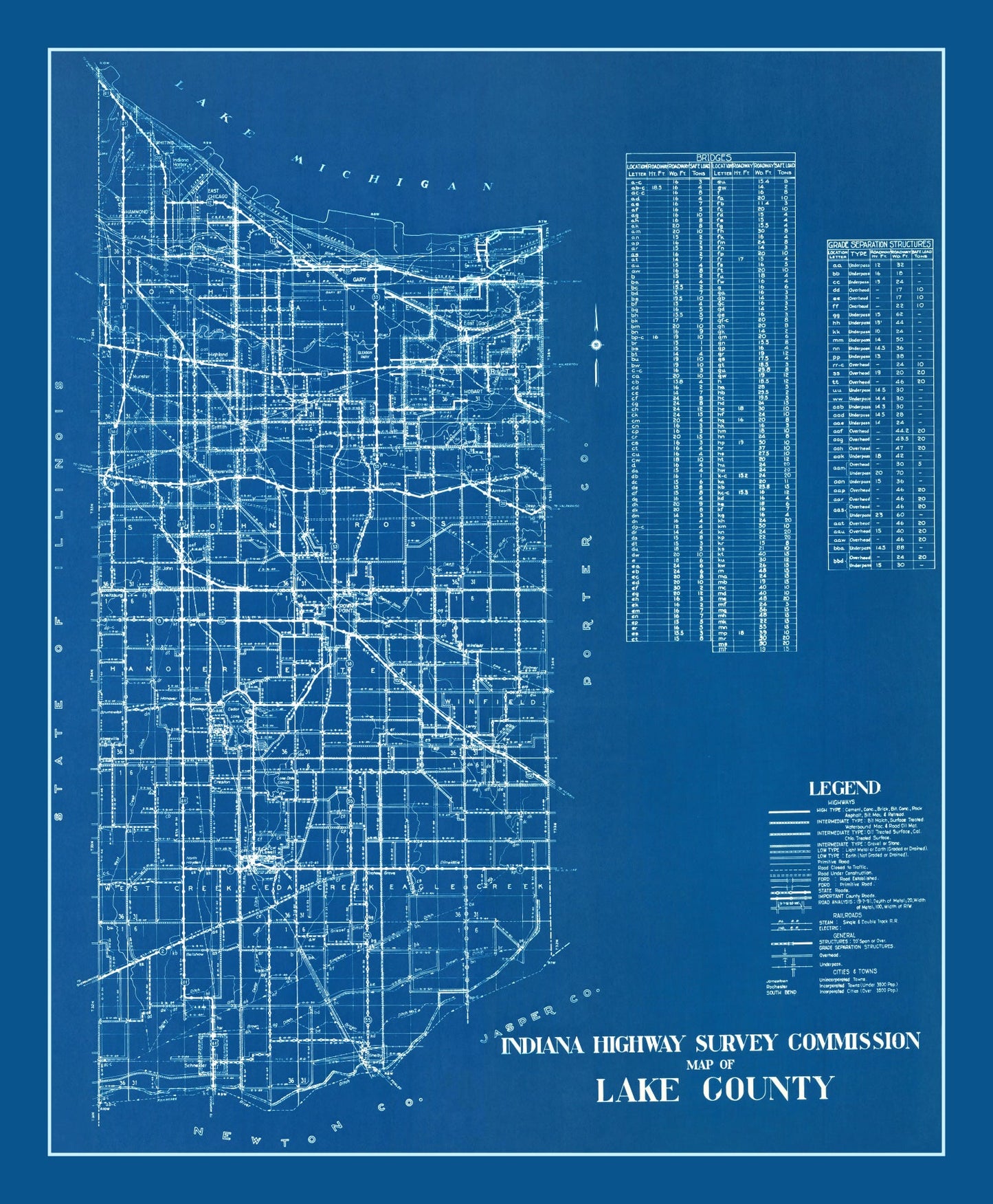 Vintage Map of Lake County, Indiana, 1936