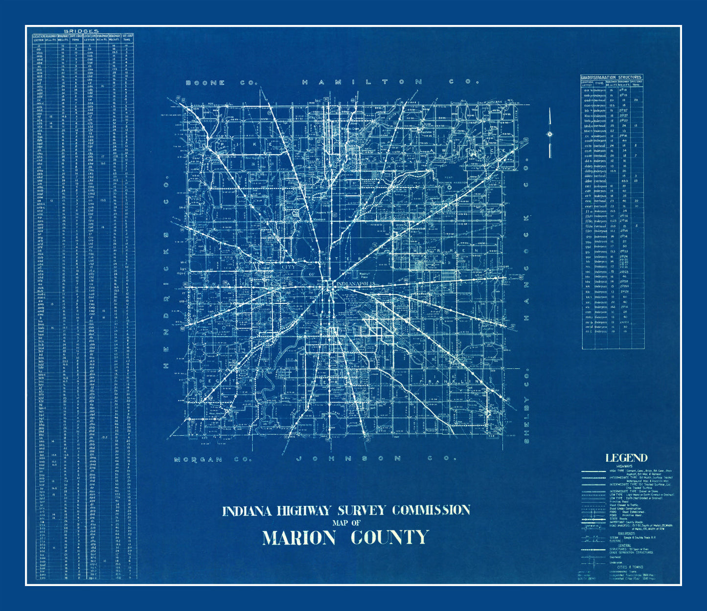 Vintage Map of Marion County, Indiana, 1936