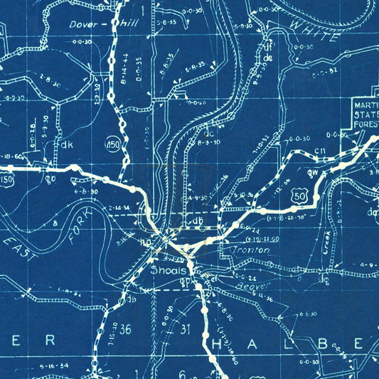 Vintage Map of Martin County, Indiana, 1936